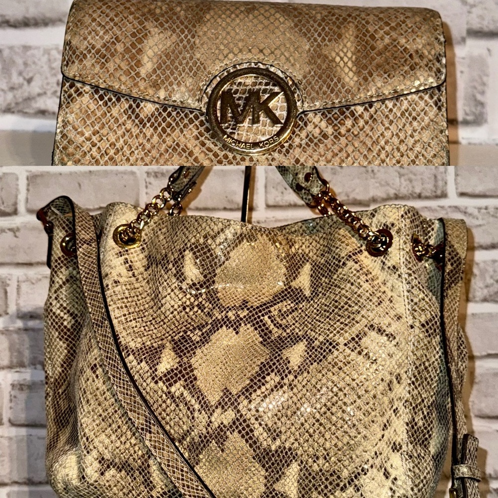 2 For 1 Michael Kors Python Bag And Matching Wall… - image 1